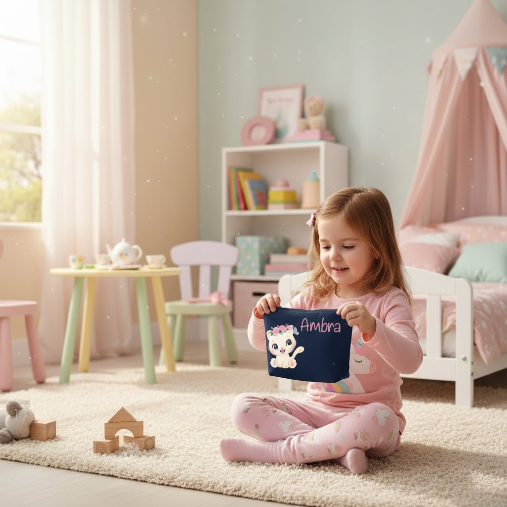 Pochette in cotone organico personalizzabile Gattina - Be Brave Boutique