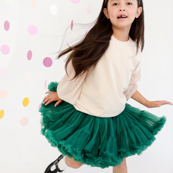 Gonna Ampia in Tulle Dark Green - Be Brave Boutique