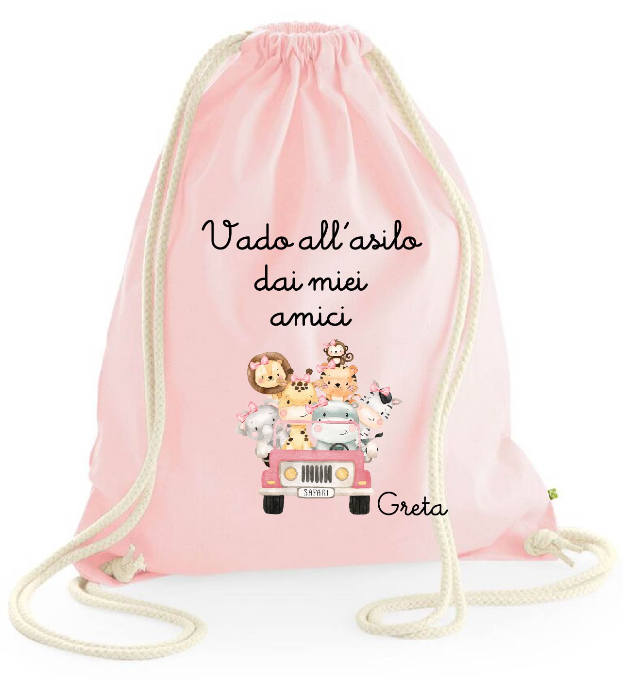 Zaino in cotone pesante Safari Vado All'asilo dai miei amici - Be Brave Boutique