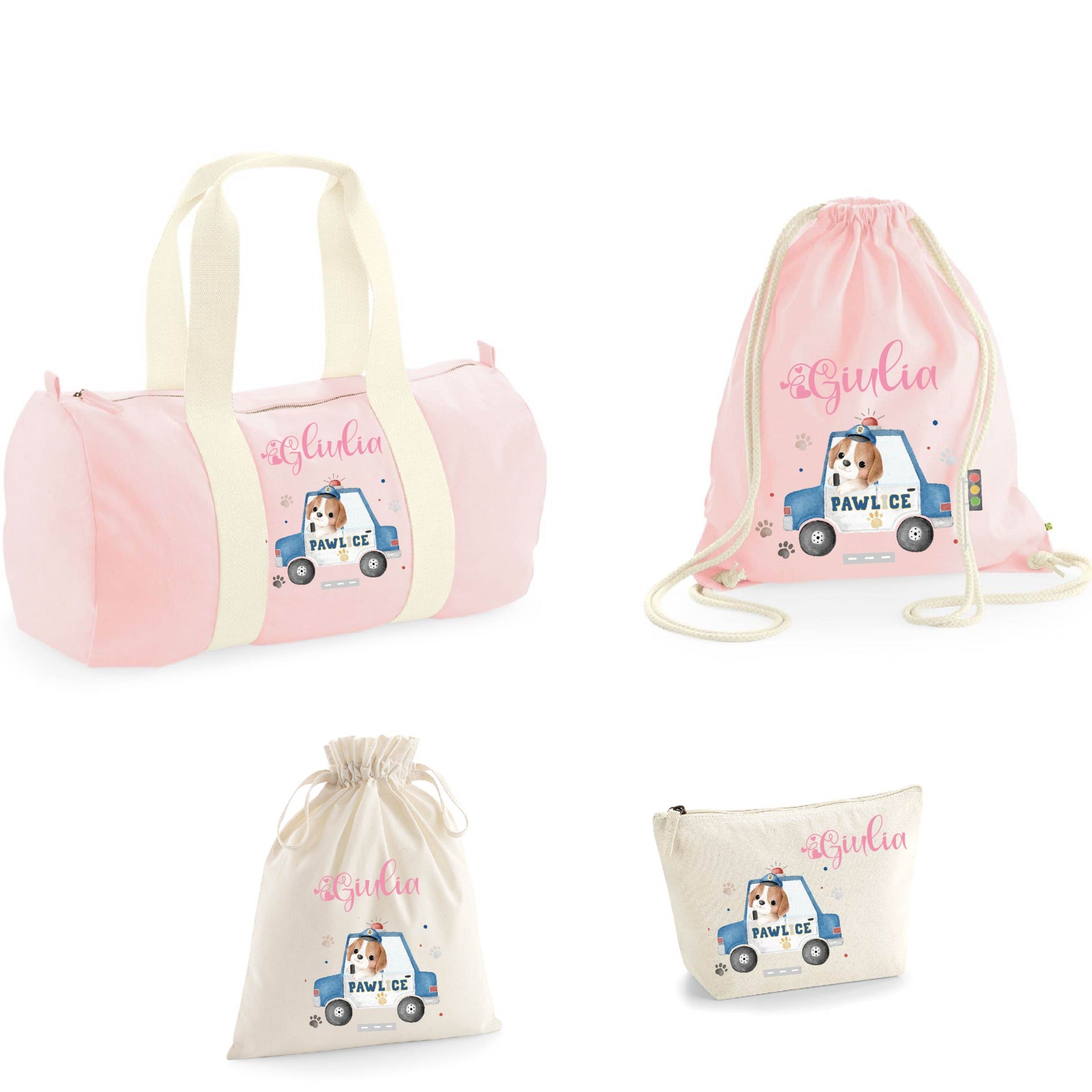Borsone, Sacca zaino pochette e sacchetto in cotone personalizzabile Pawlice - Be Brave Boutique