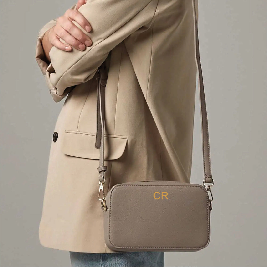 Mini Borsa in simil pelle Personalizzabile Tortora