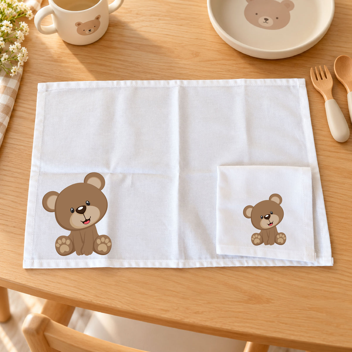 Tovaglietta Asilo Bambino Personalizzata – Set Pappa con Nome Orsetto
