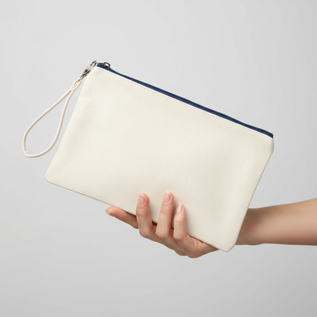 Pochette in cotone con anello da polso e zip colorata - Be Brave Boutique