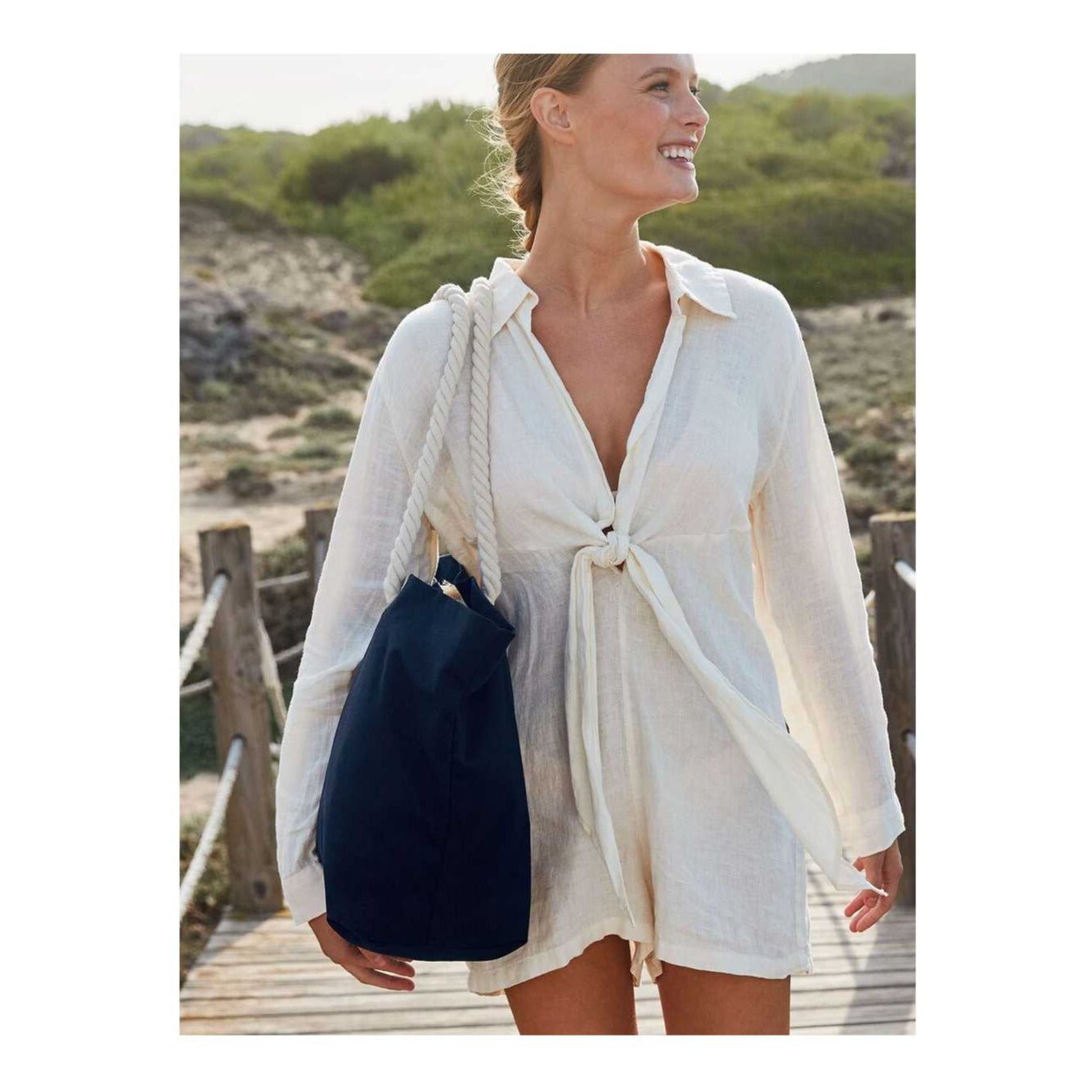 Borsa mare in cotone con manici intrecciati personalizzabile - Be Brave Boutique