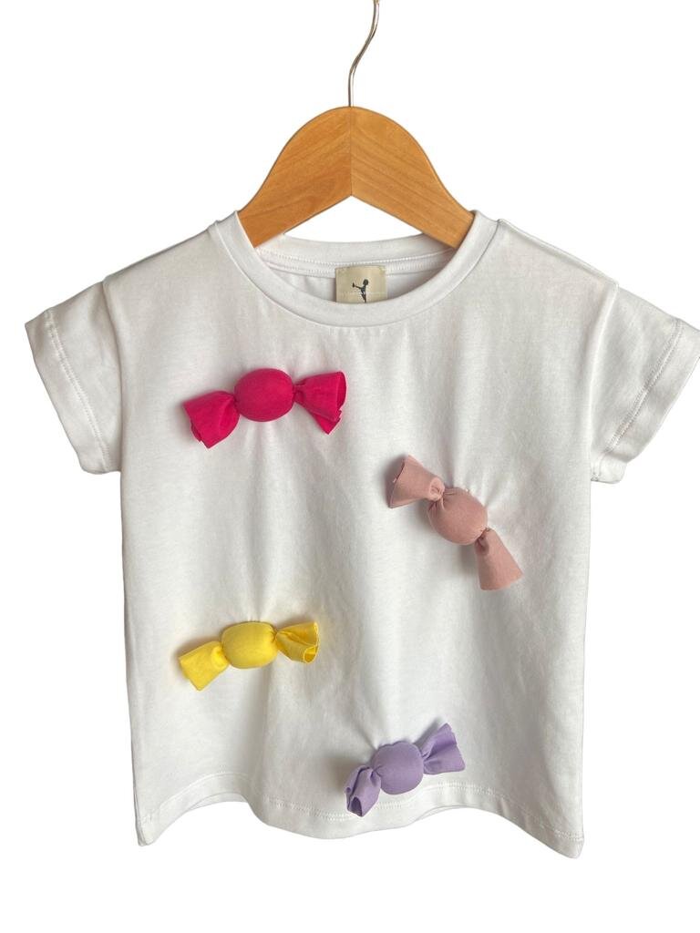 Maglietta in cotone con applicazione Caramelle - Be Brave Boutique
