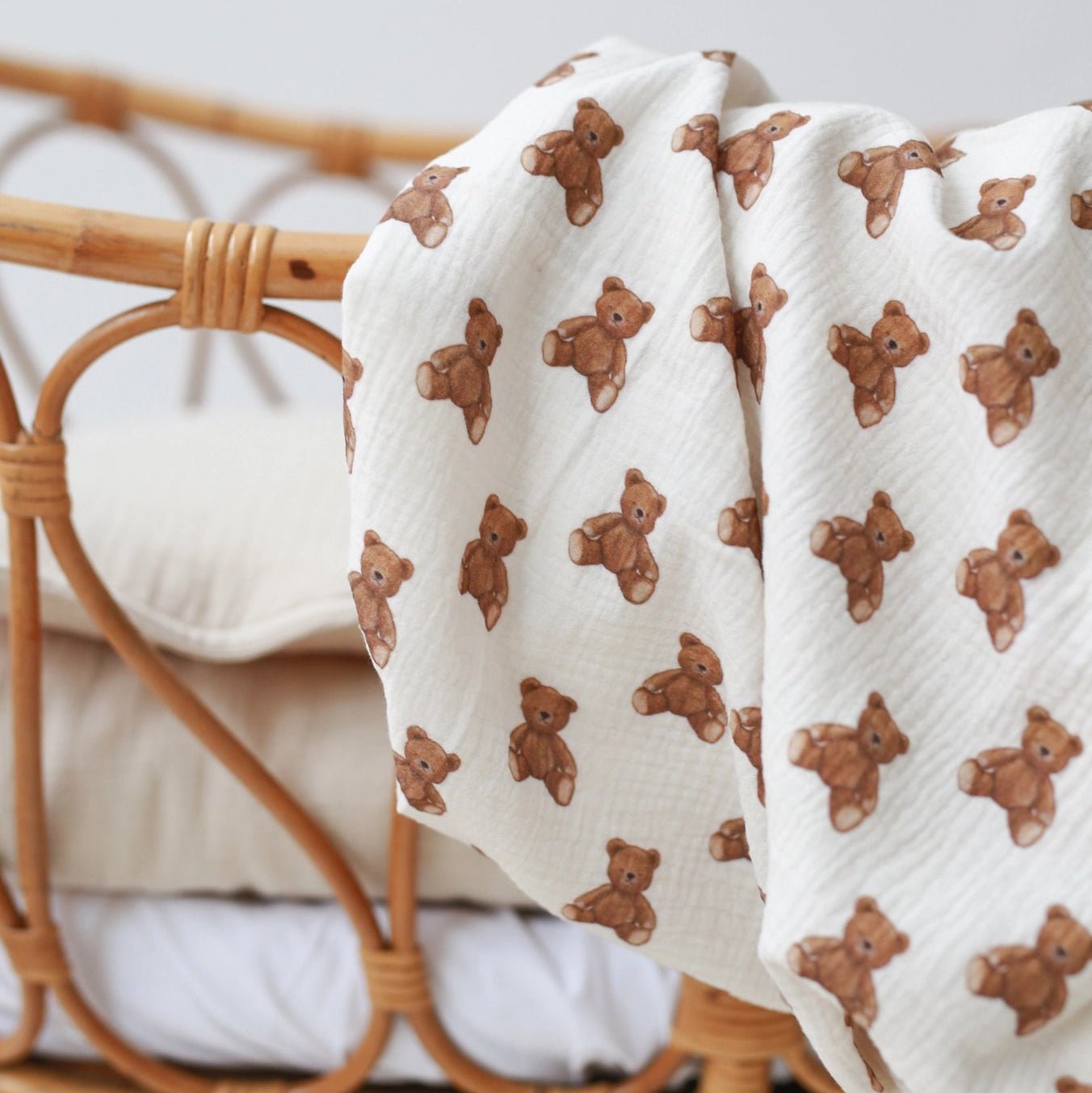 Coperta per bebè in mussola con orsetti Teddy Bears 100x100 - Be Brave Boutique