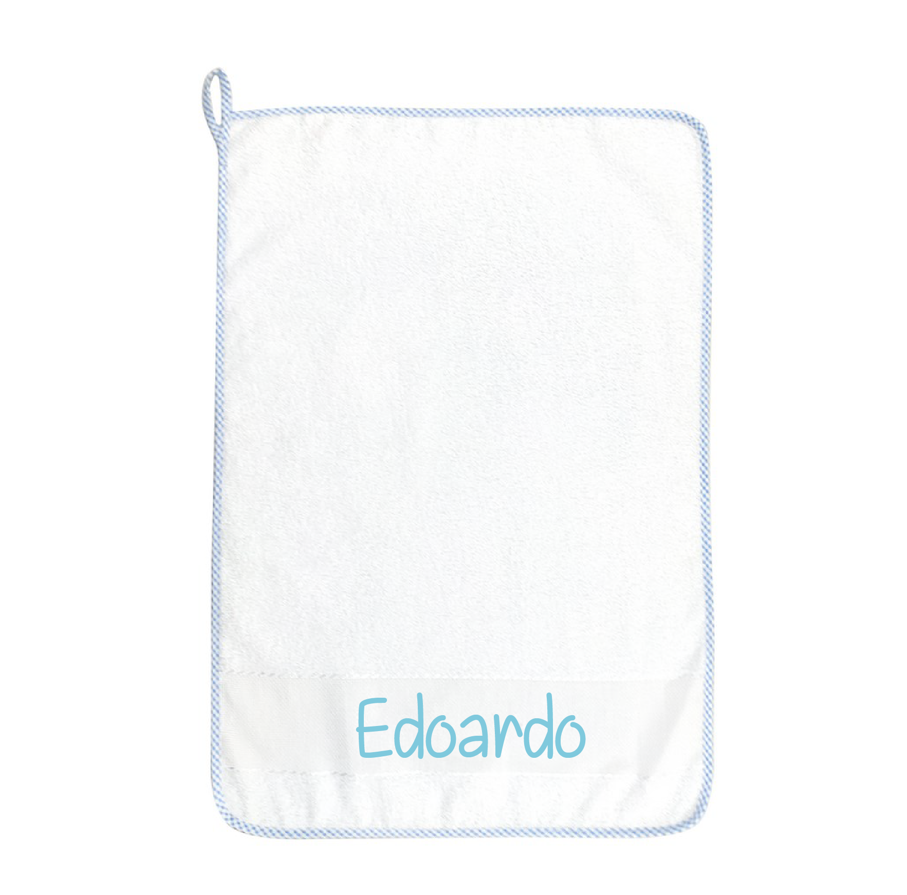 Asciugamani asilo Bordo azzurro con asola e nome personalizzato - Be Brave Boutique