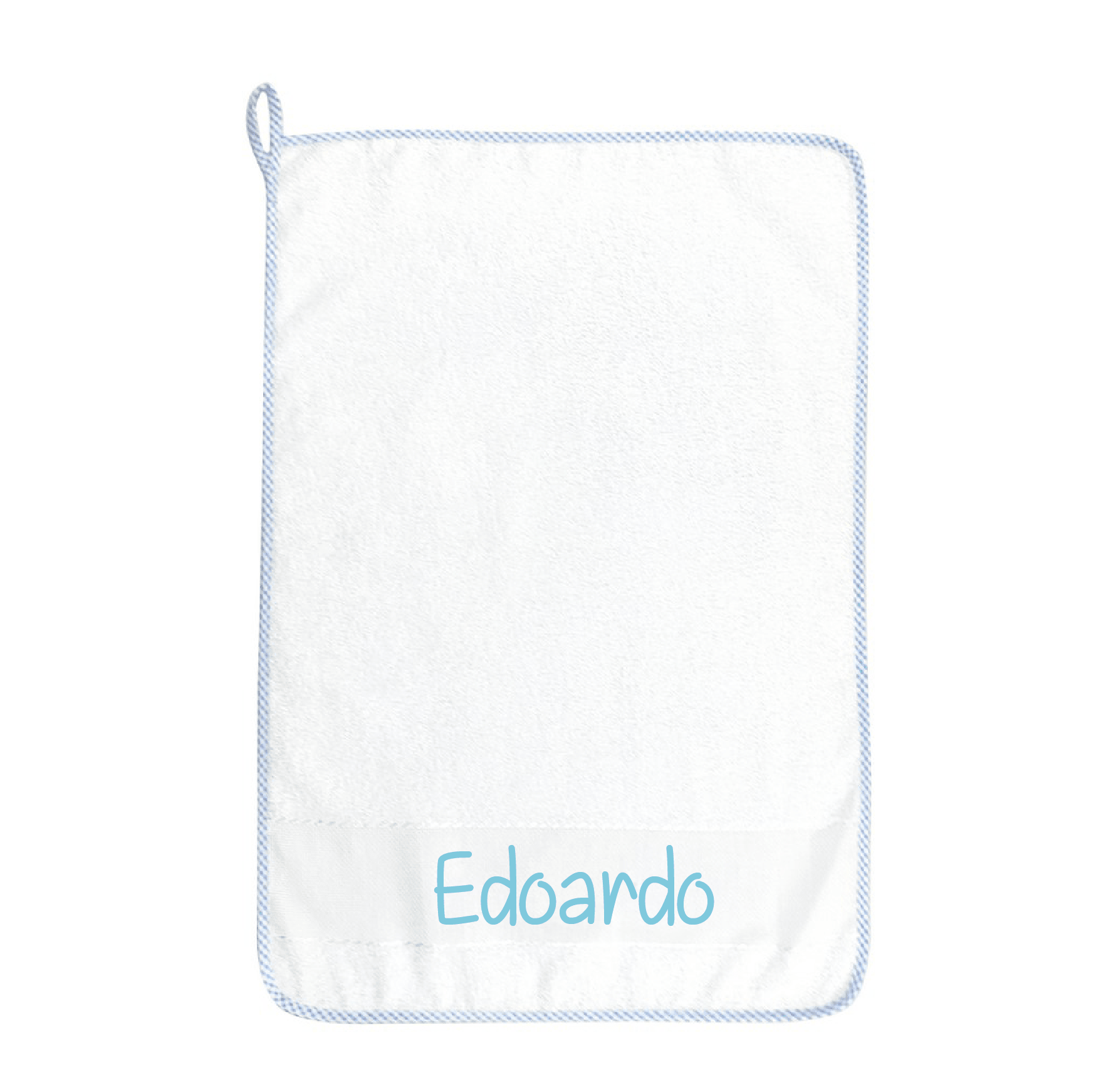 Asciugamani asilo Bordo azzurro con asola e nome personalizzato - Be Brave Boutique