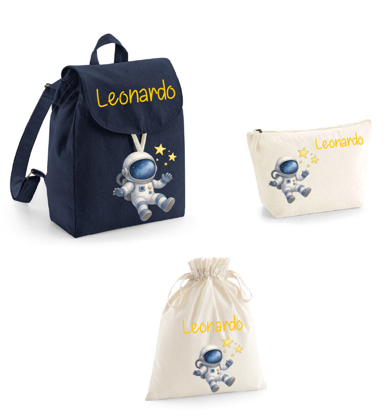 Set asilo Mini Zaino, Sacchetto cambi e beauty Astronauta - Be Brave Boutique