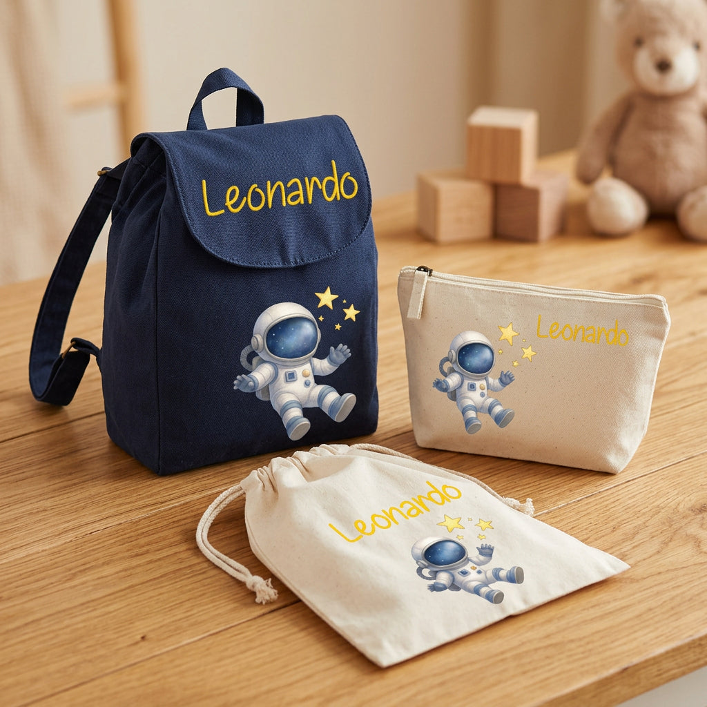 Set asilo Mini Zaino, Sacchetto cambi e beauty Astronauta - Be Brave Boutique