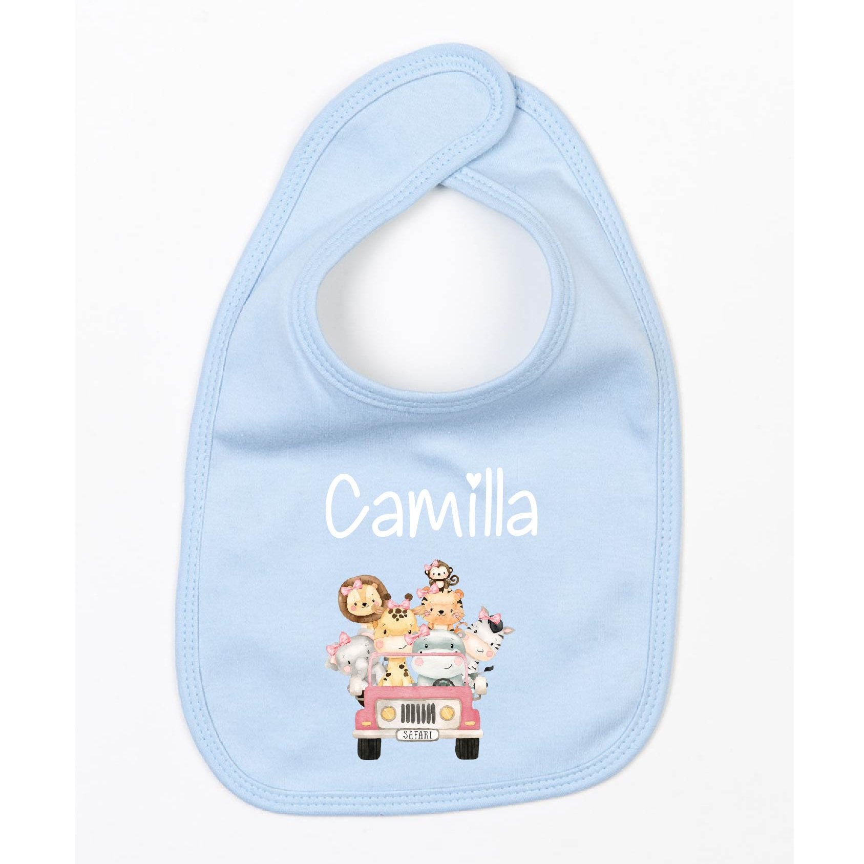 Bavaglino in Cotone organico safari Rosa personalizzabile - Be Brave Boutique