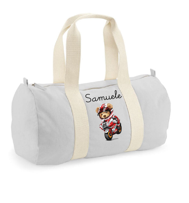 Borsone in cotone Orsetto in Moto Personalizzabile - Be Brave Boutique
