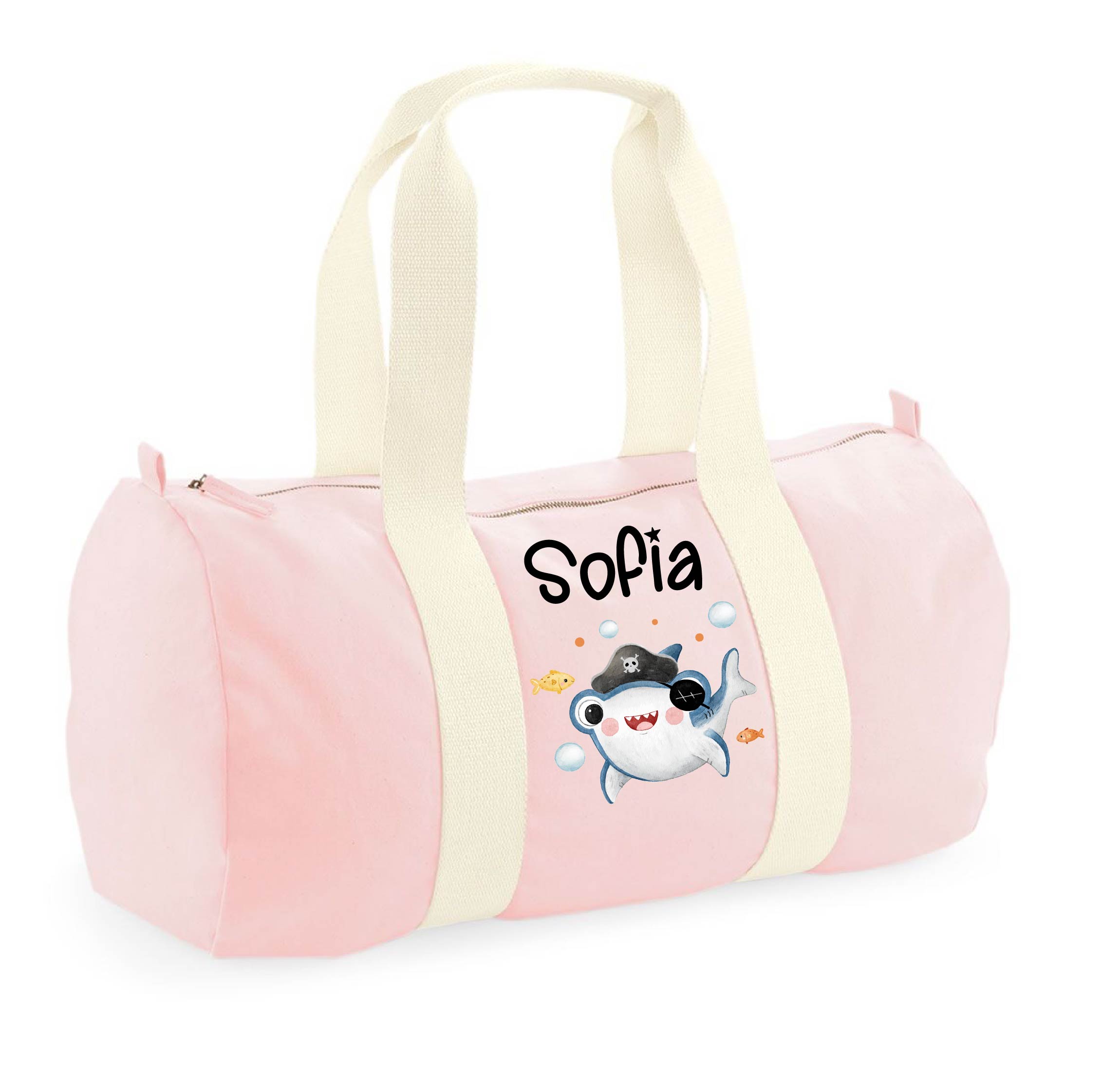 Borsone in cotone canvas personalizzato Baby Shark - Be Brave Boutique