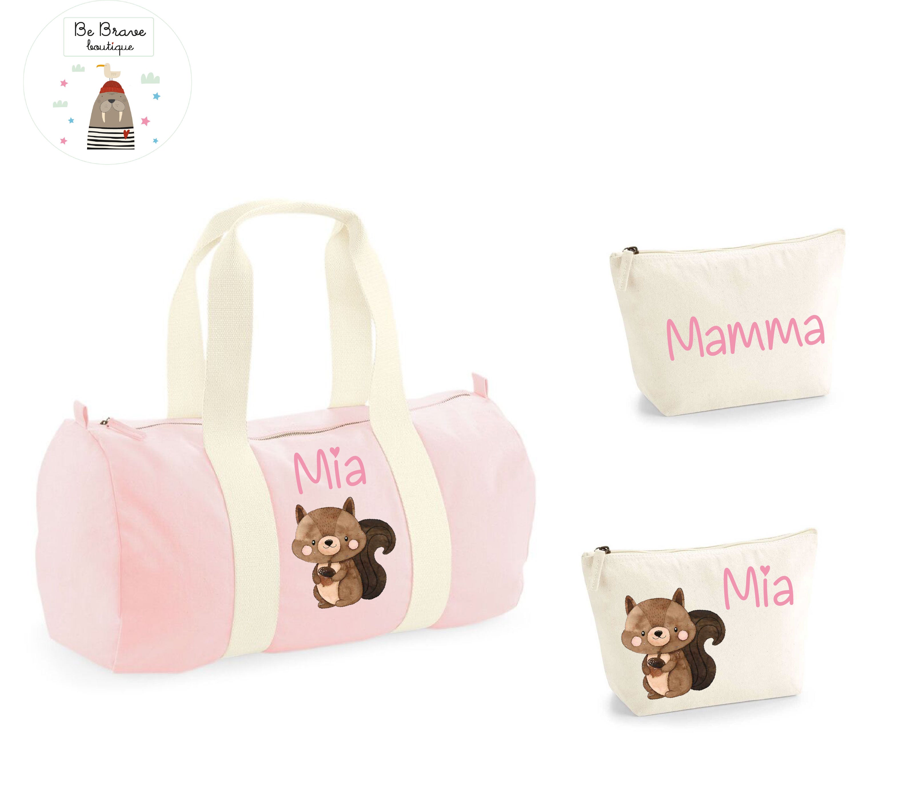 Set Nascita Borsone Baby Personalizzato - Tema Scoiattolo
