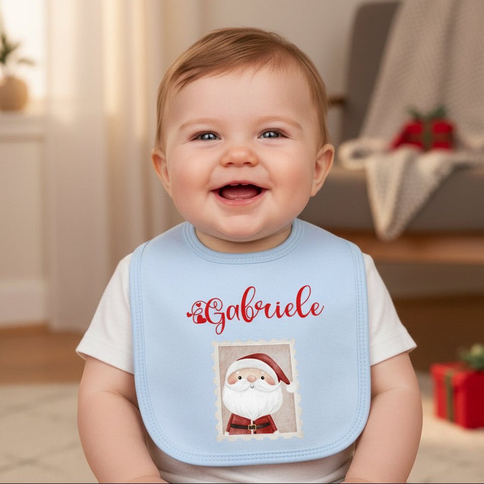 Bavaglino in Cotone organico Personalizzabile Babbo Natale - Be Brave Boutique
