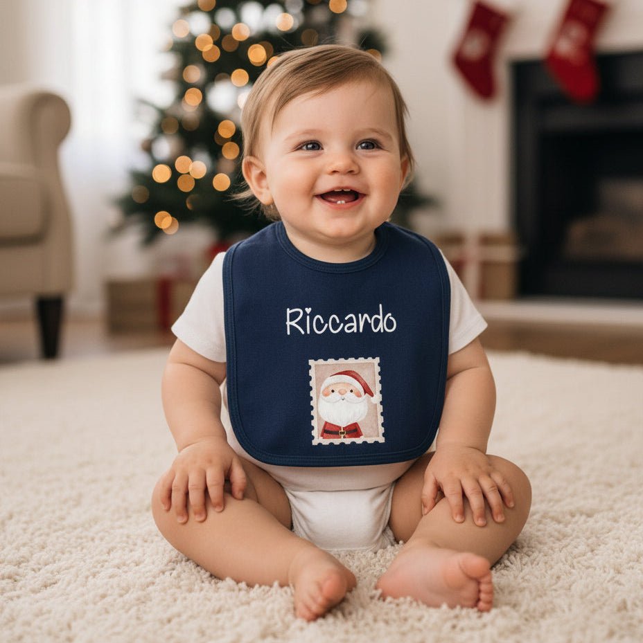 Bavaglino in Cotone organico Personalizzabile Babbo Natale - Be Brave Boutique
