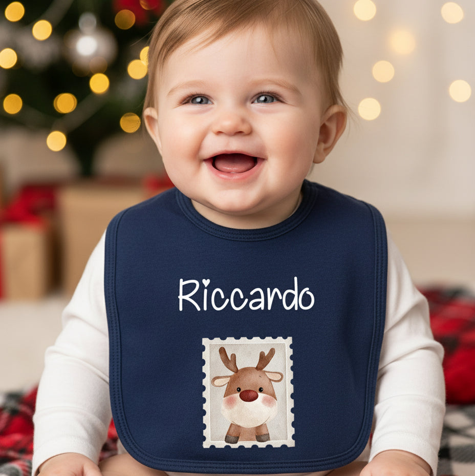 Bavaglino in Cotone organico Personalizzabile Renna - Be Brave Boutique