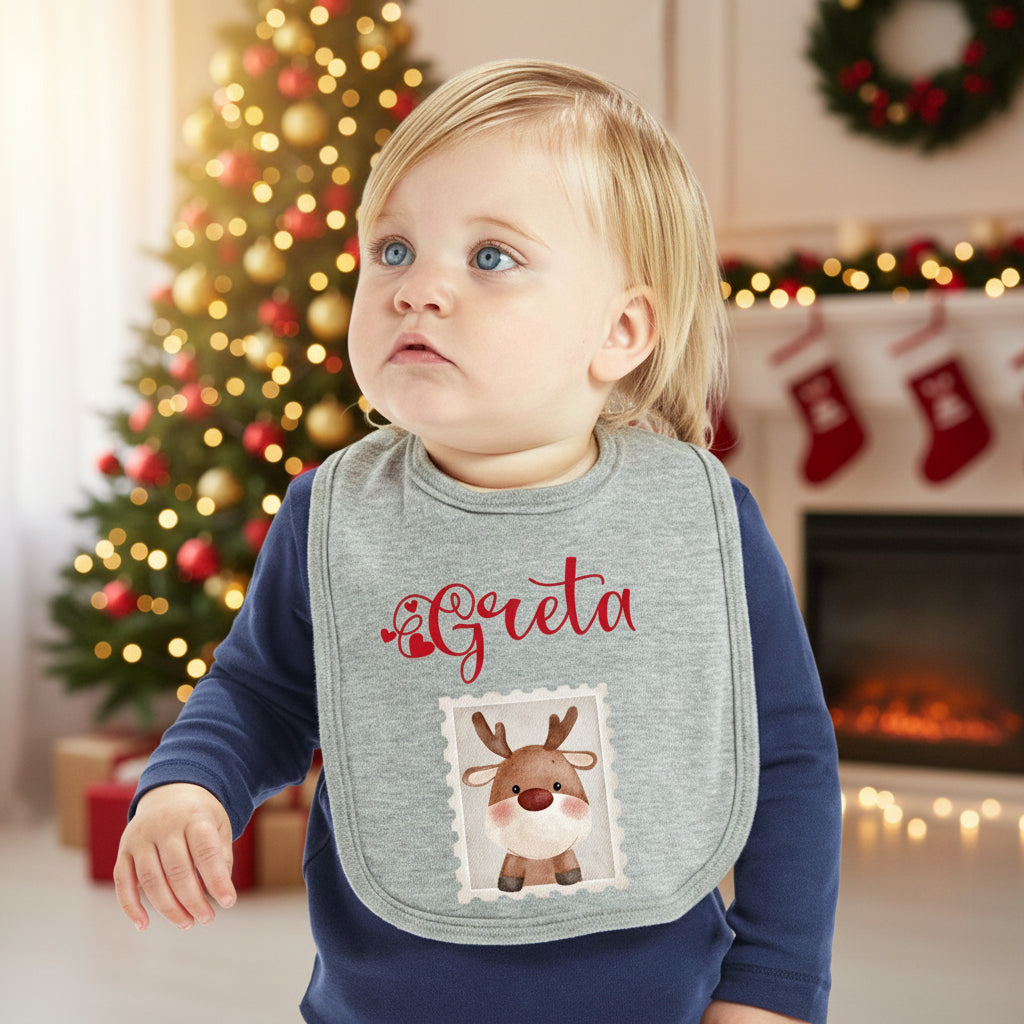 Bavaglino in Cotone organico Personalizzabile Renna - Be Brave Boutique