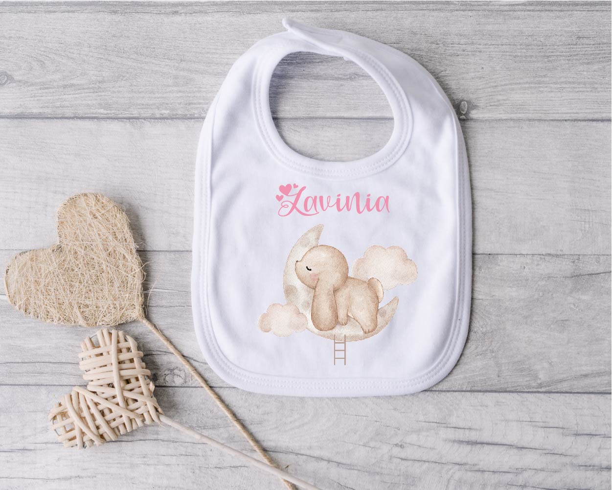 Bavaglino in Cotone organico Coniglietto su Nuvola personalizzabile - Be Brave Boutique