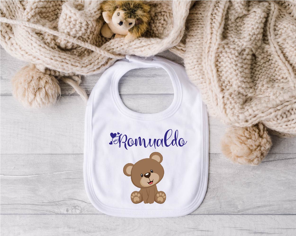 Bavaglino in Cotone organico Orsetto personalizzabile - Be Brave Boutique