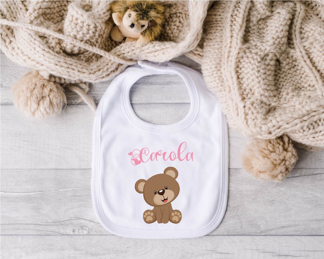 Bavaglino in Cotone organico Orsetto personalizzabile - Be Brave Boutique