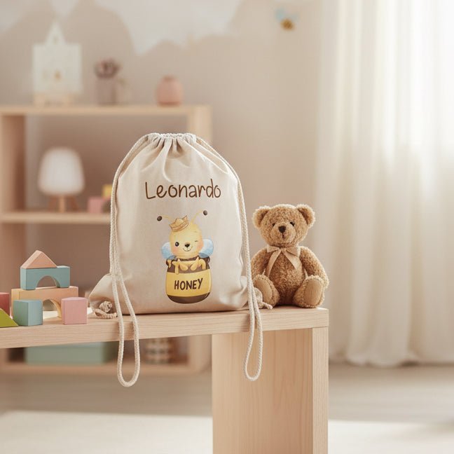 Zaino a sacca in cotone pesante Ape Honey - Be Brave Boutique