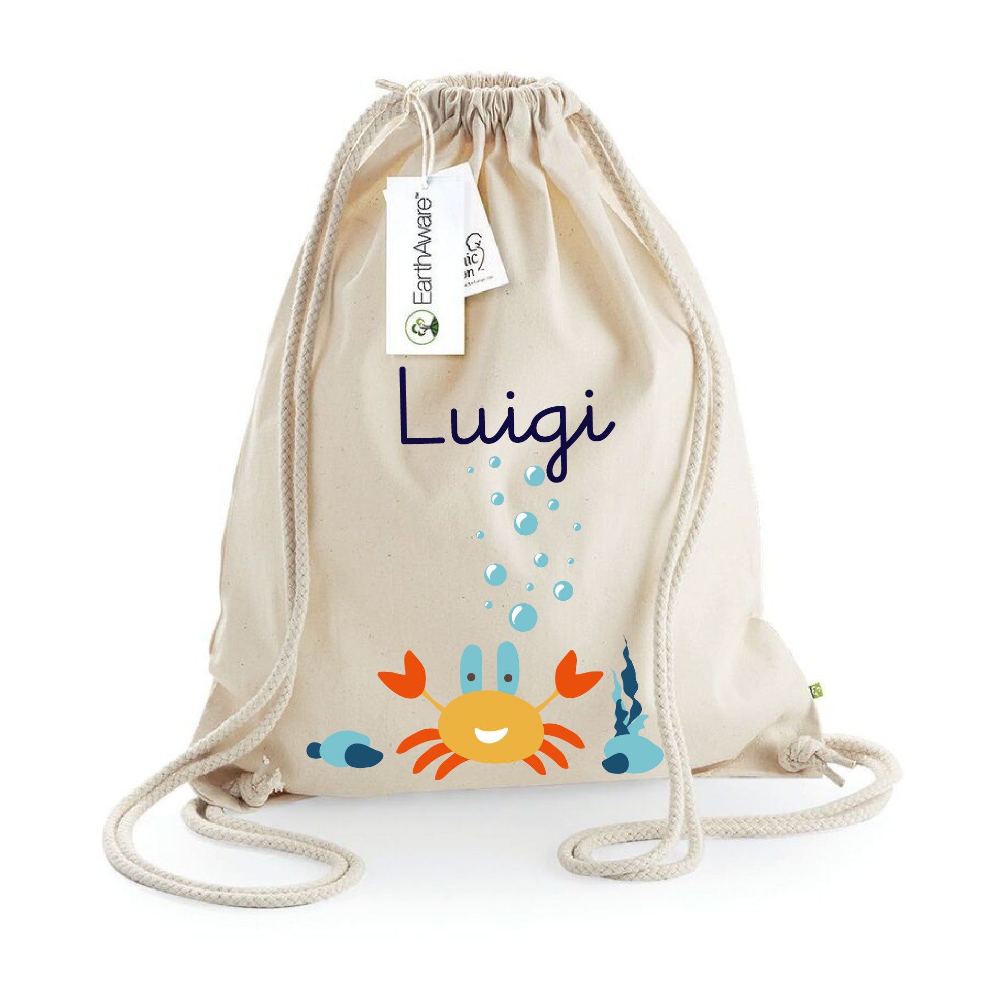 Zaino a sacca in cotone pesante granchietto - Be Brave Boutique