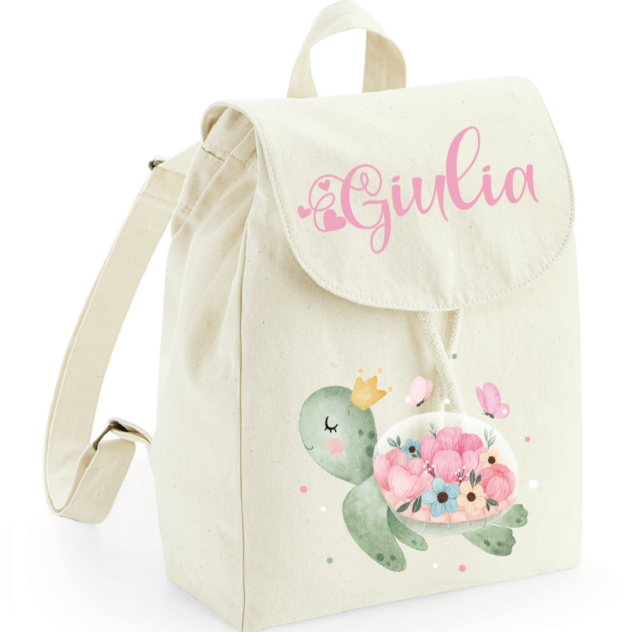 Mini Zaino in cotone Tartaruga Fiori - Be Brave Boutique