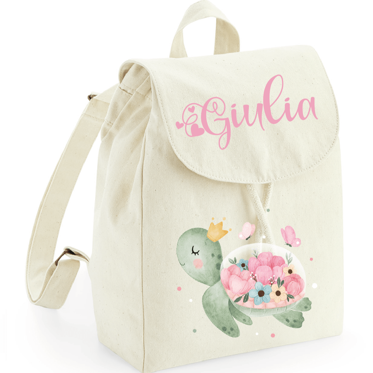 Mini Zaino in cotone Tartaruga Fiori - Be Brave Boutique