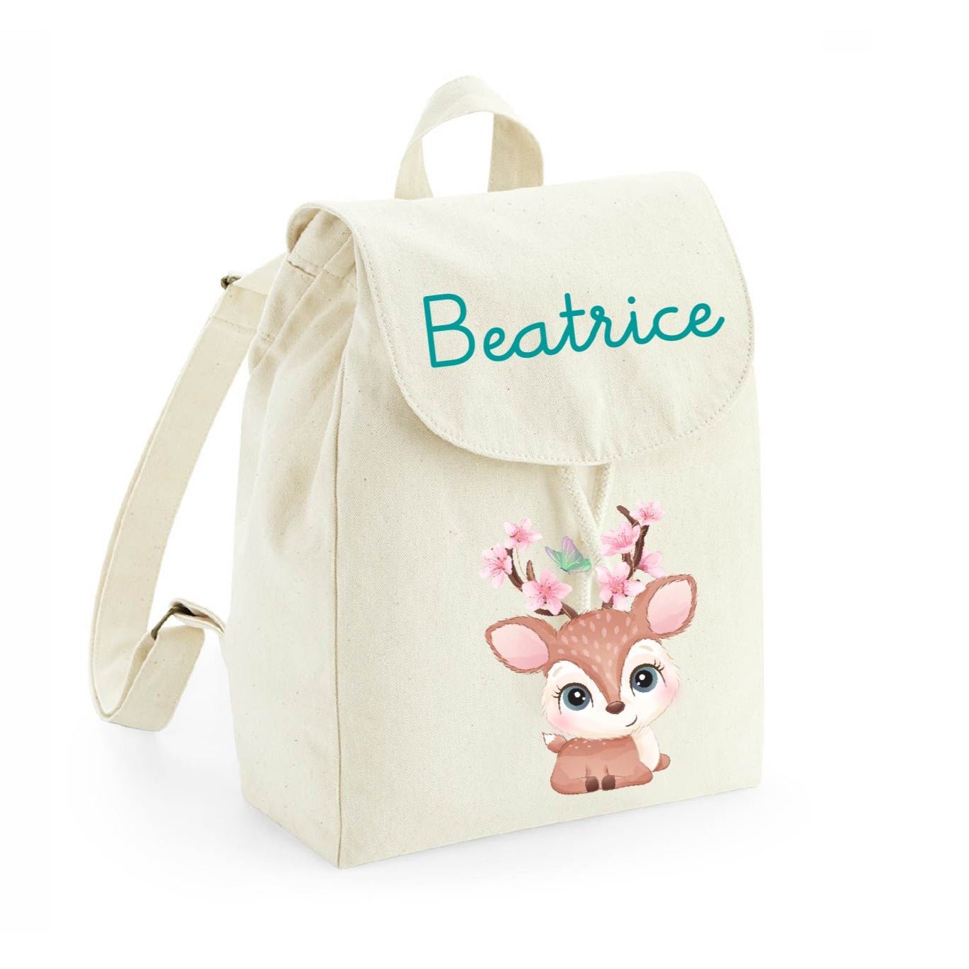 Mini Zaino in cotone Cerbiatto fiori di pesco - Be Brave Boutique