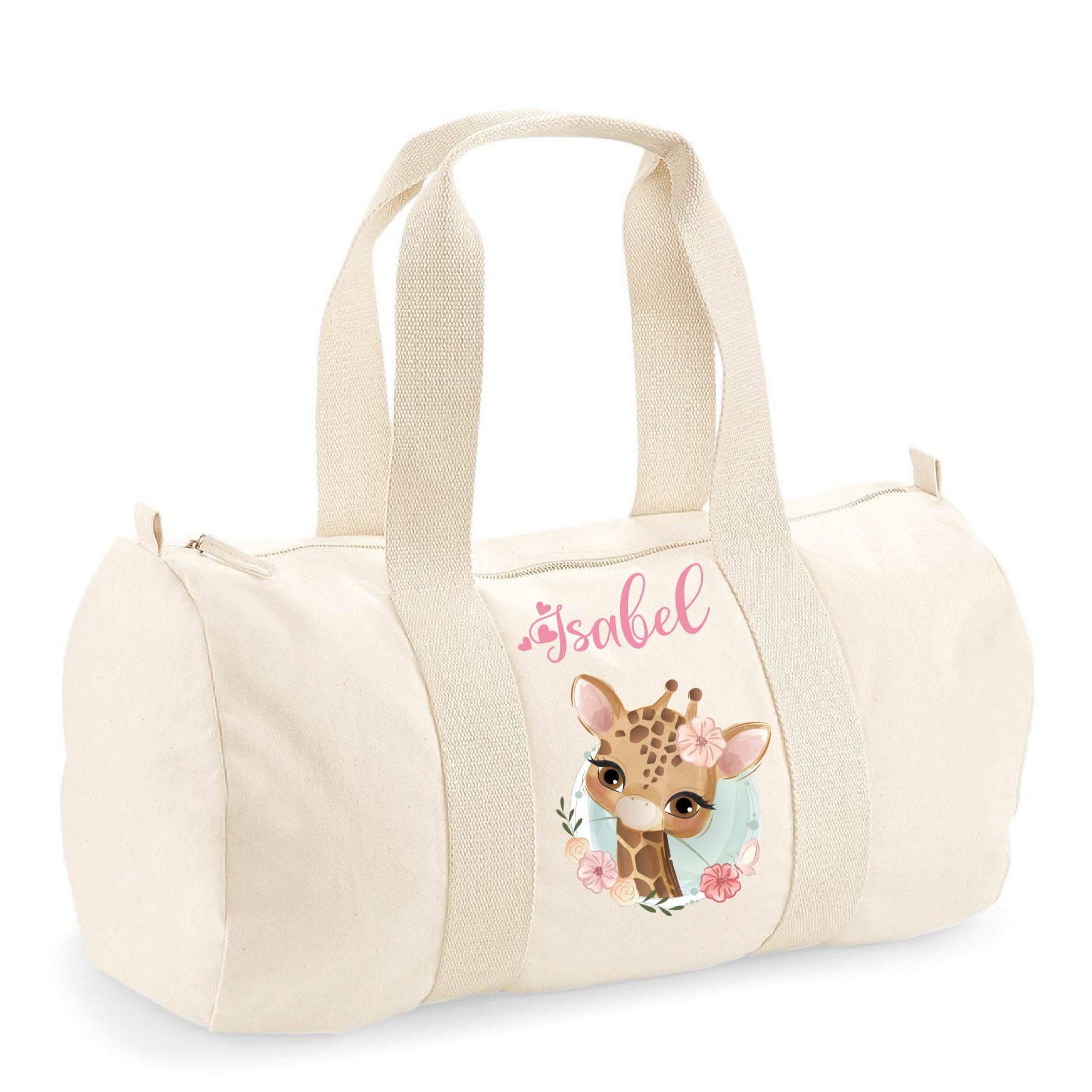 Borsone Baby in cotone canvas stampa Giraffa personalizzato con nome - Be Brave Boutique