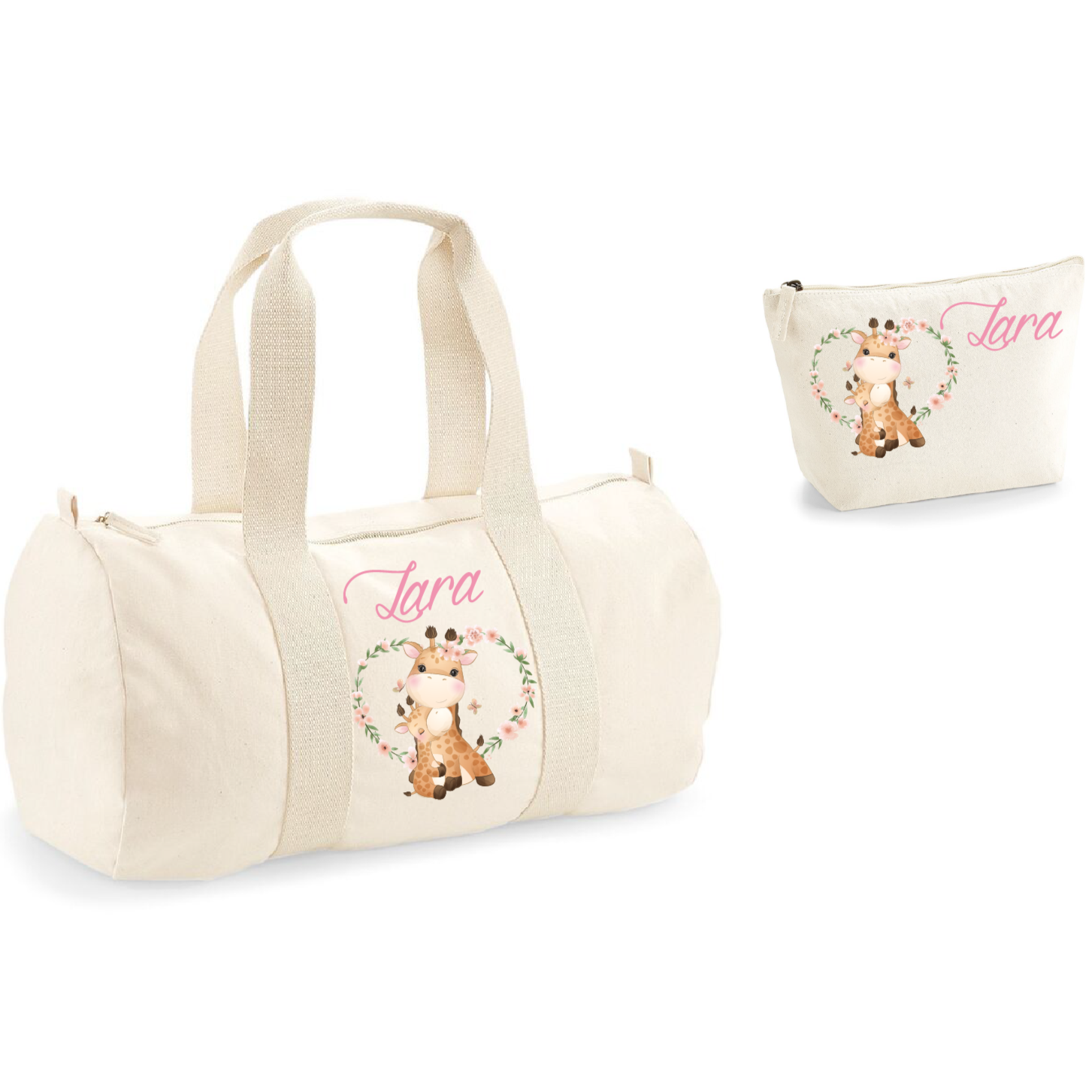 Borsone e pochette Large in cotone personalizzabile Giraffine - Be Brave Boutique