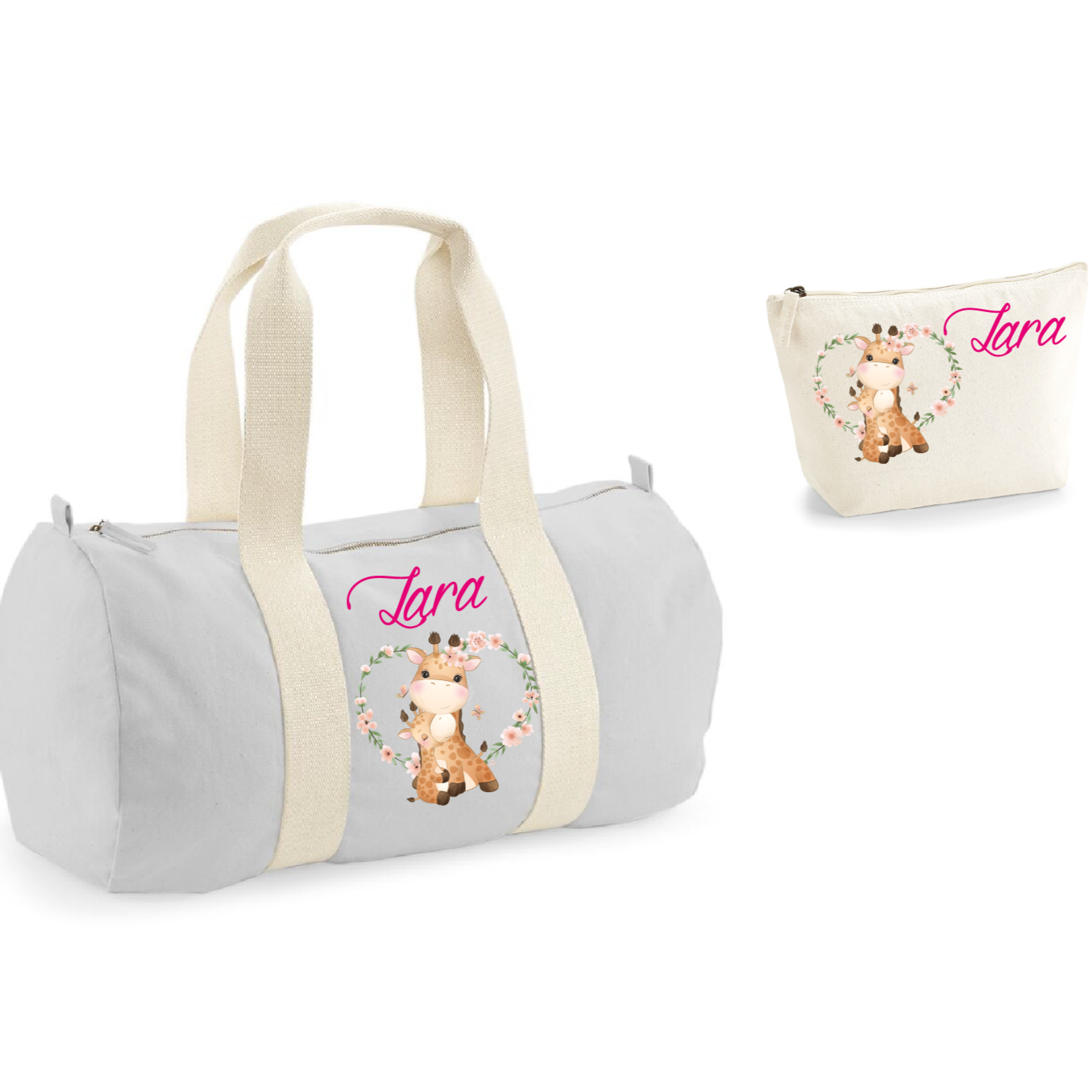 Borsone e pochette Large in cotone personalizzabile Giraffine - Be Brave Boutique