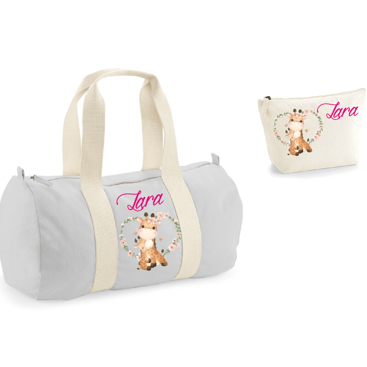 Borsone e pochette Large in cotone personalizzabile Giraffine - Be Brave Boutique