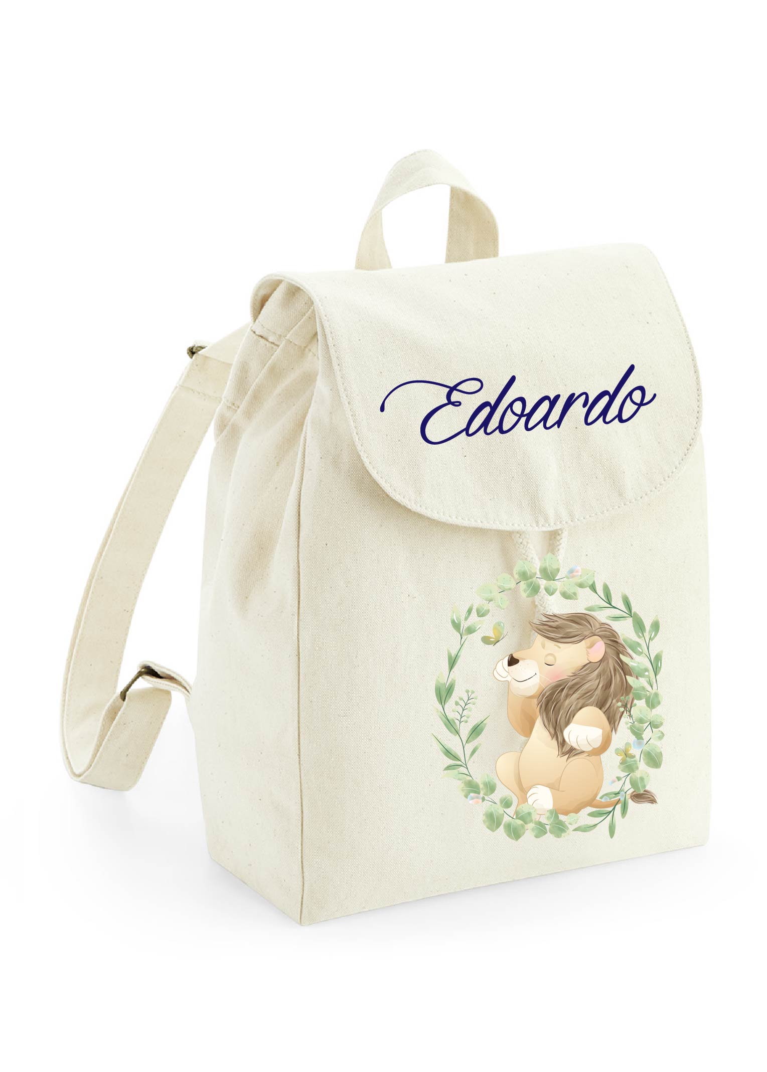 Mini Zaino in cotone Leone in cornice - Be Brave Boutique