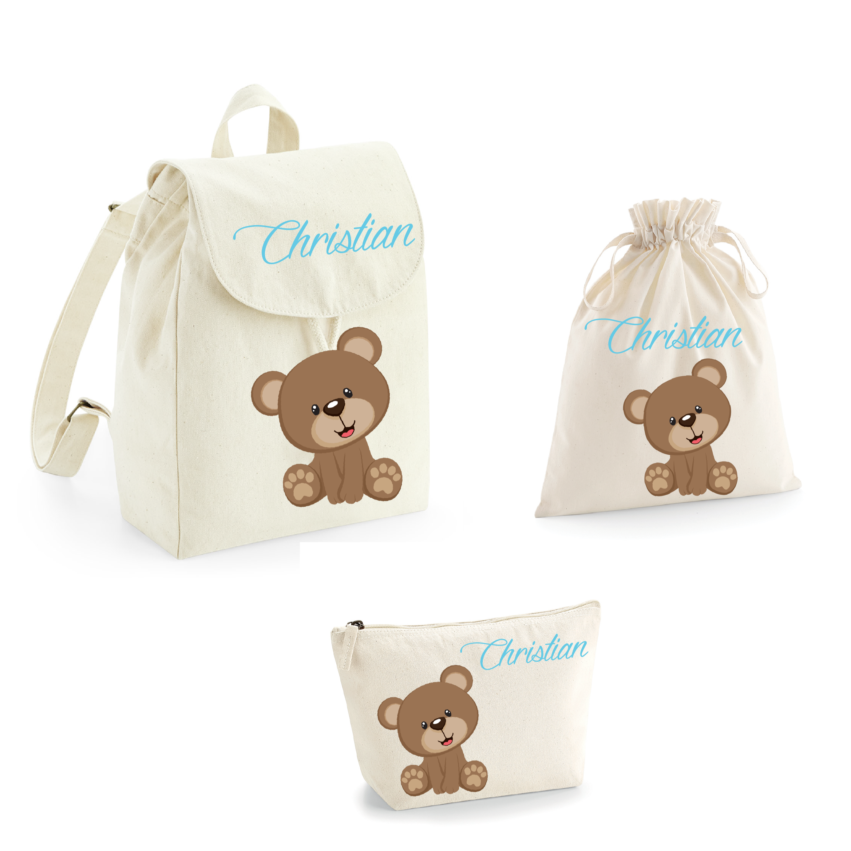 Set asilo Mini Zaino, Sacchetto cambi e beauty Orsetto - Be Brave Boutique