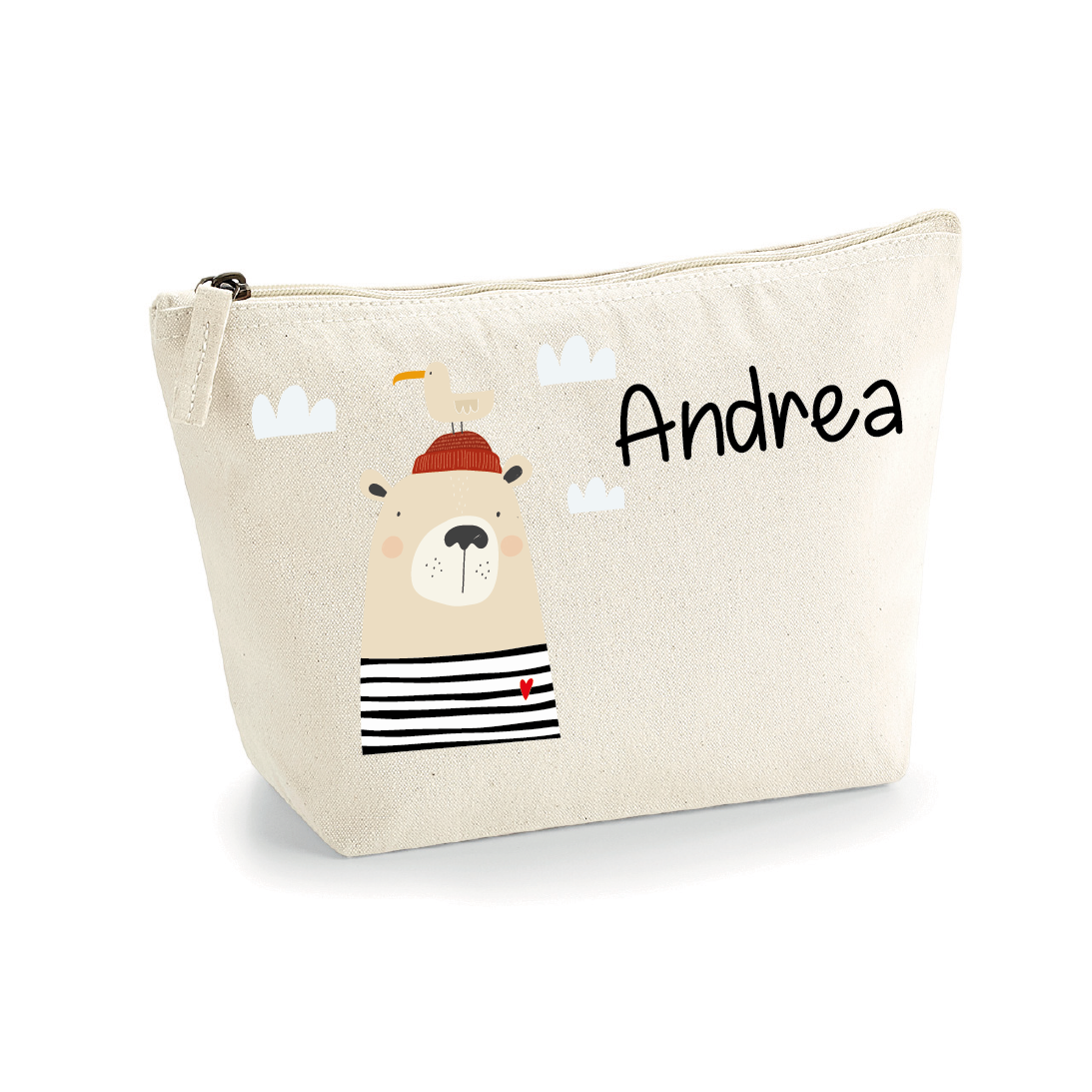 Pochette in cotone organico personalizzabile Orsetto marinaio - Be Brave Boutique