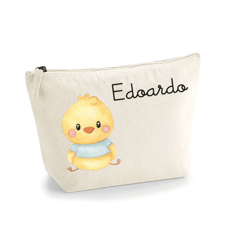 Pochette in cotone organico personalizzabile Pulcino Azzurro - Be Brave Boutique