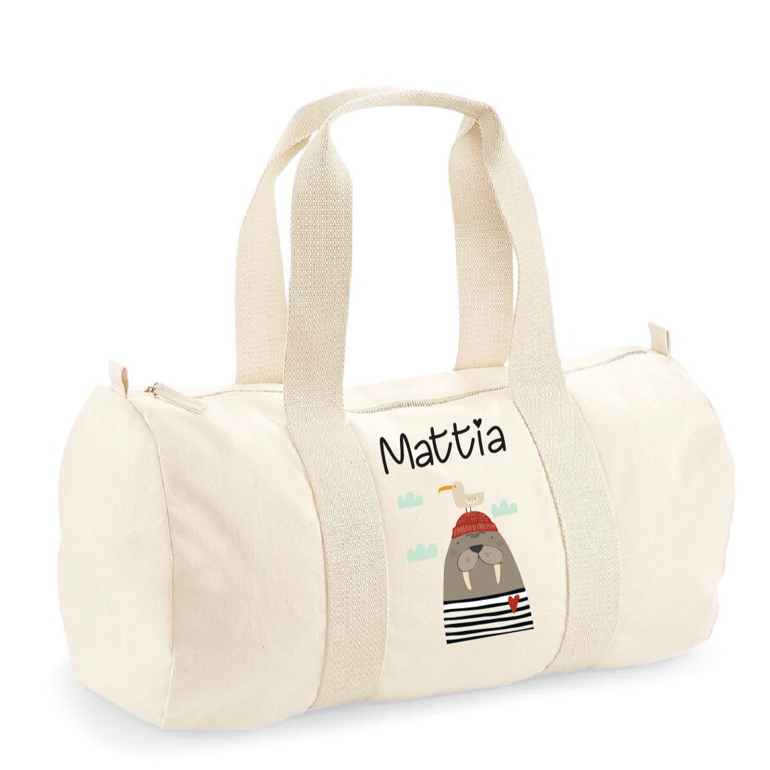 Borsone Baby in cotone personalizzabile Tricheco - Be Brave Boutique