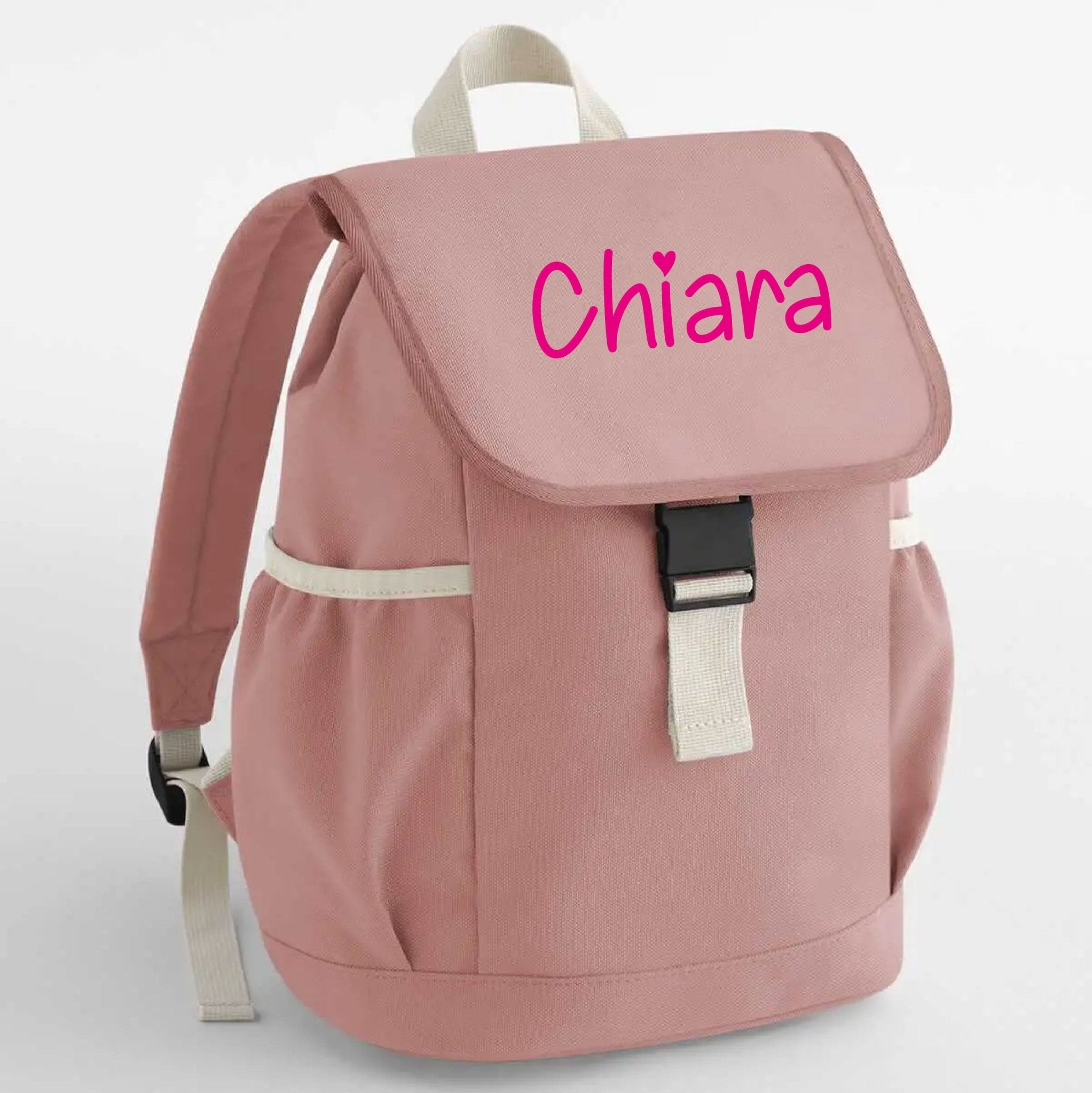 Zaino Rosa per Bambini/Ragazzi personalizzabile con tasche laterali