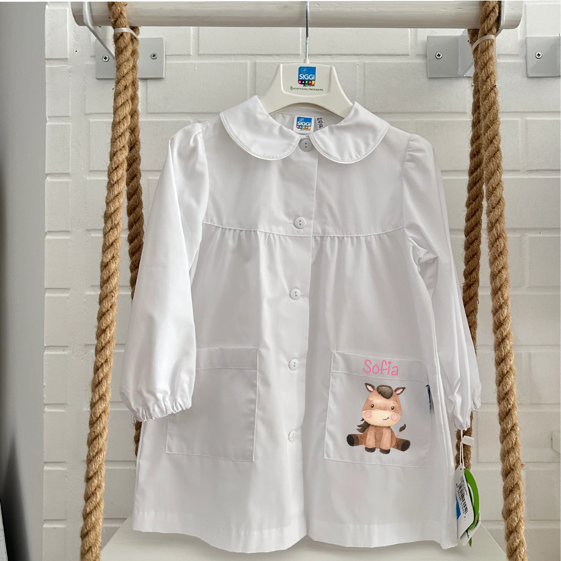 Grembiule Siggi Bimba Personalizzabile con nome e Baby Horse - Be Brave Boutique