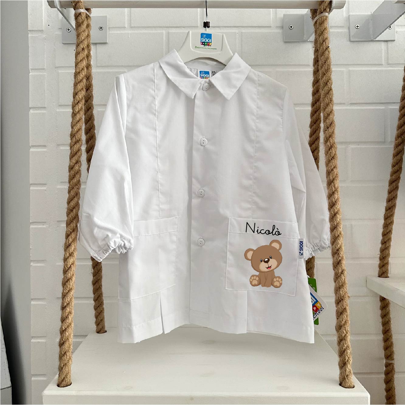 Grembiule Siggi Bimbo Personalizzabile con nome e Orsetto - Be Brave Boutique