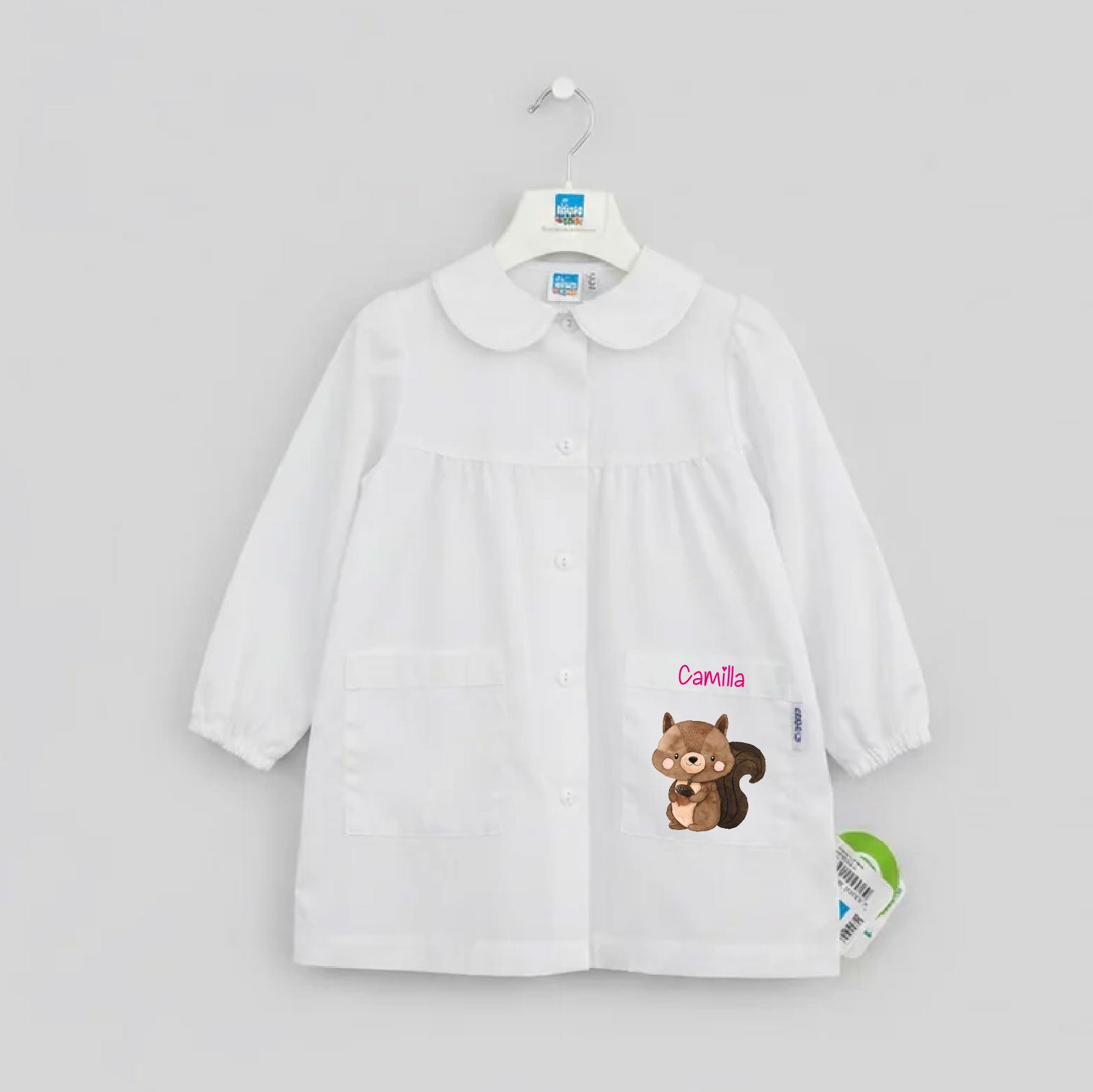 Personalized Girls' Preschool Apron – with Name Siggi Bear on Moon