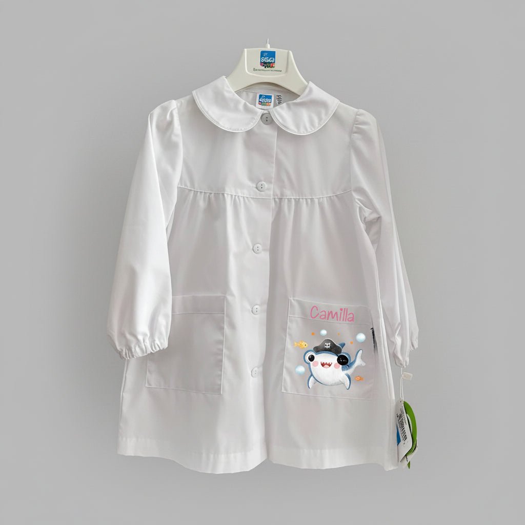 Grembiule Siggi Bimba Personalizzabile con nome e Baby Shark - Be Brave Boutique