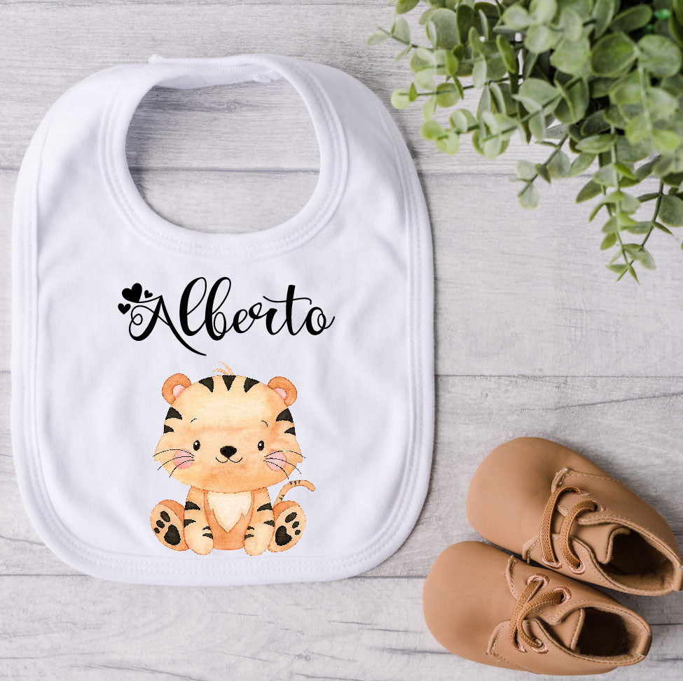 Bavaglino in Cotone organico Tigrotto personalizzabile - Be Brave Boutique