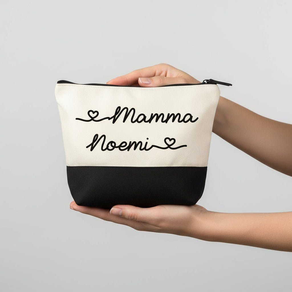 Pochette in cotone organico personalizzabile Bicolore Nero e Fucsia - Be Brave Boutique