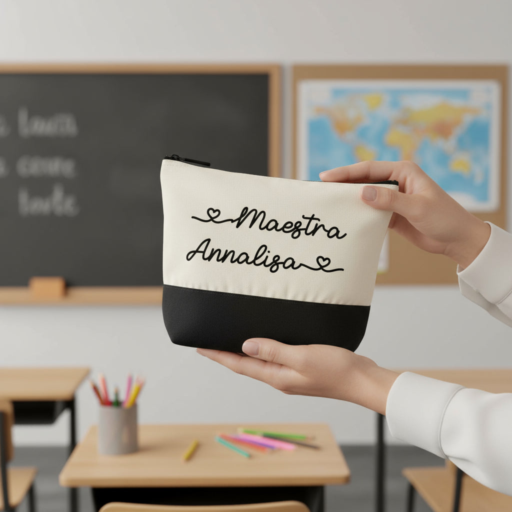 Pochette in cotone organico personalizzabile Bicolore Nero e Fucsia - Be Brave Boutique