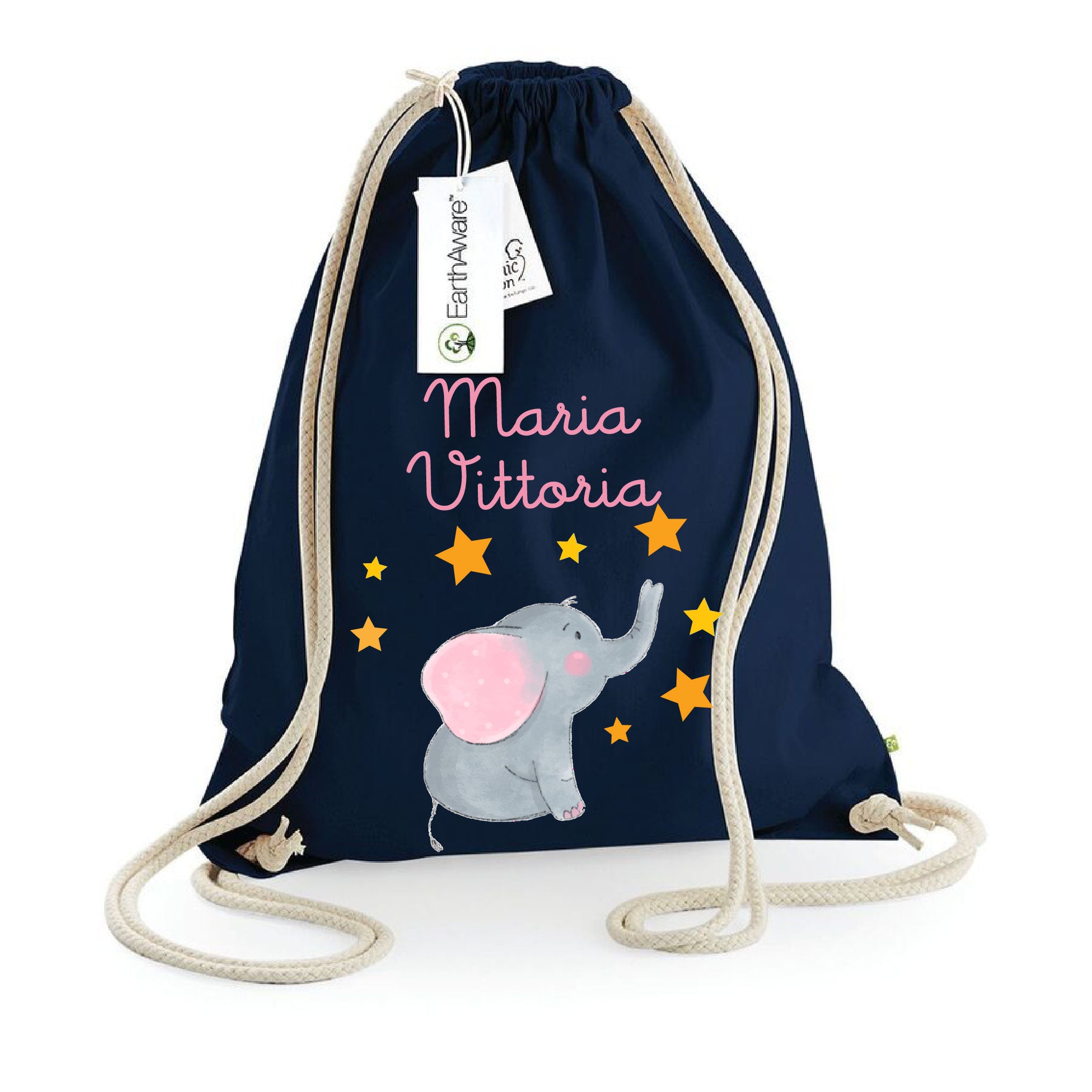 Sacca Zaino cotone baby Elefantino - Be Brave Boutique