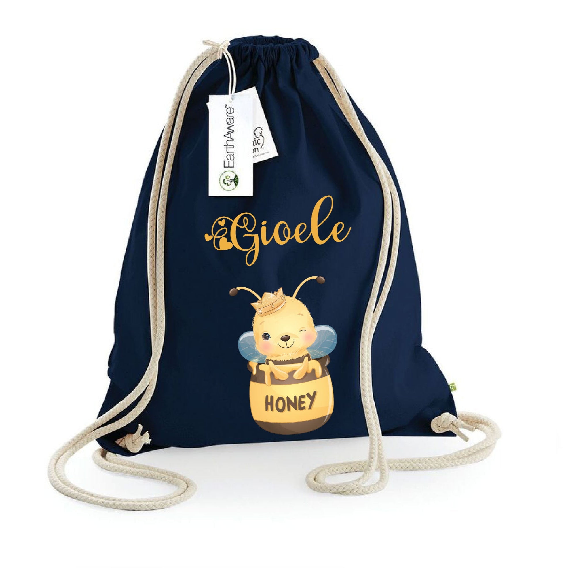 Zaino a sacca in cotone pesante Ape Honey - Be Brave Boutique