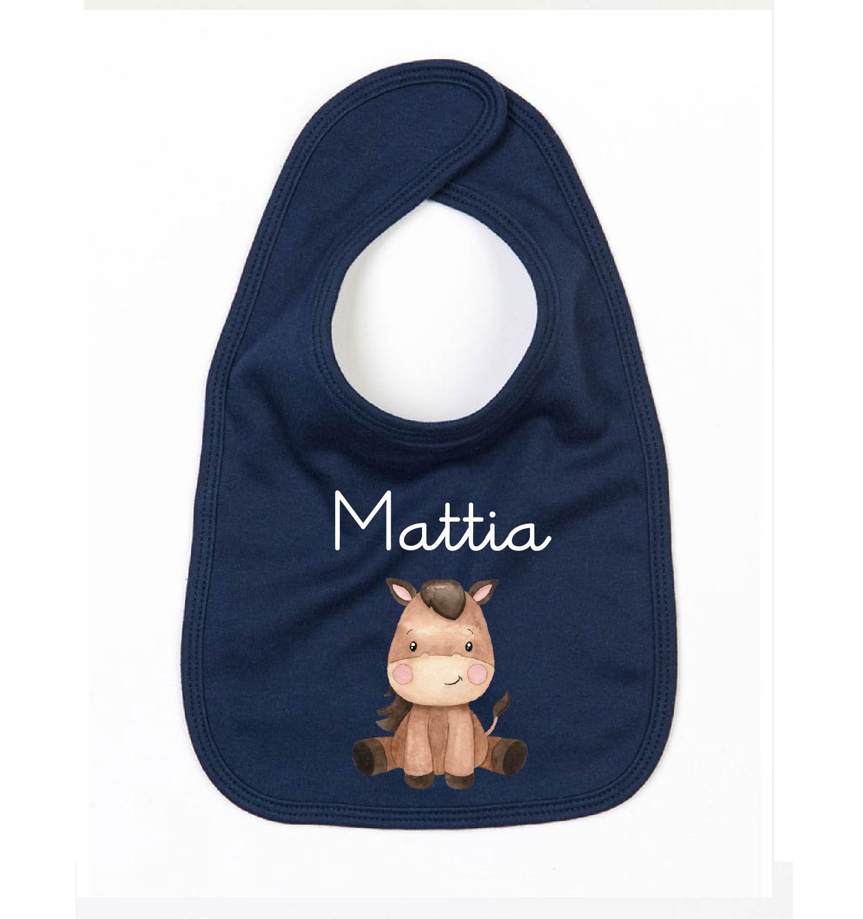 Bavaglino in Cotone organico Baby Horse personalizzabile - Be Brave Boutique